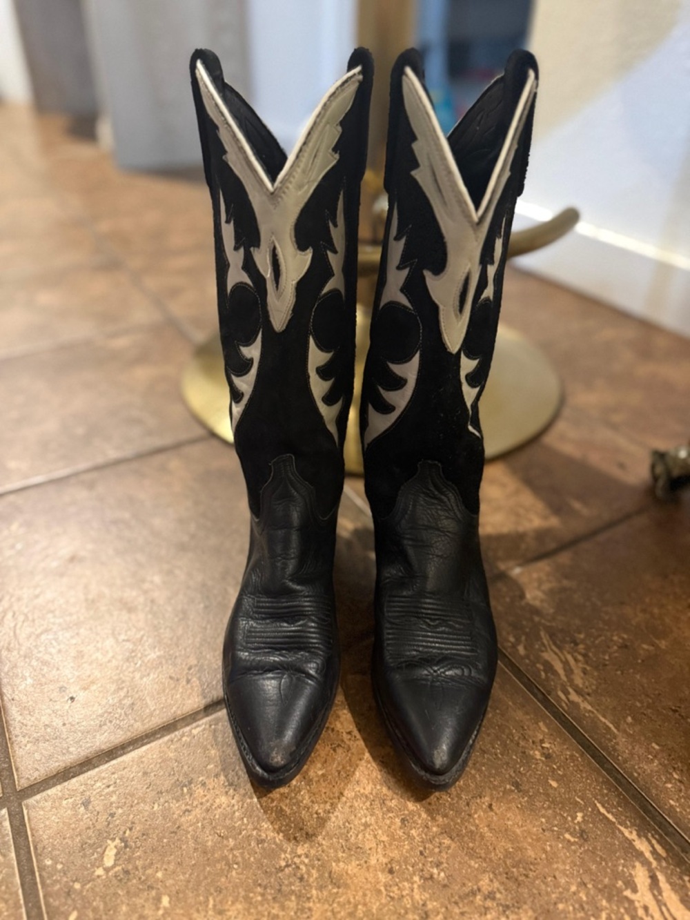 Dan Post Black and White Western Heeled Boots - Women's
